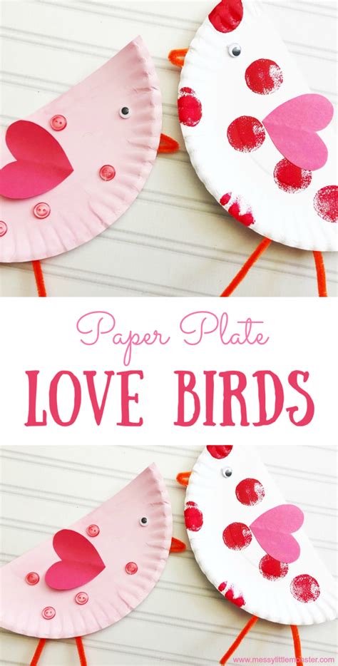 Paper Plate Love Birds Valentine's Day Craft - Messy ...