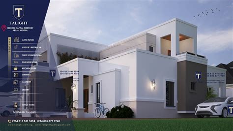 Modified Architectural Design Of A Proposed 5 Bedroom Bungalow With 645