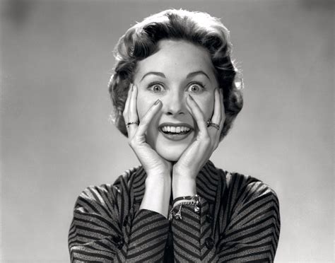 1950s 1960s Portrait Of Wacky Woman Hands On Face With Smiling Excited