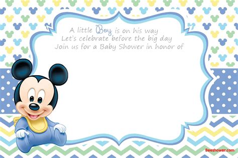 Baby Mickey Baby Shower Invitations Baby Shower Invitations