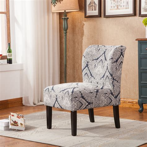 Roundhill Furniture Capa Print Fabric Armless Contemporary Accent Chair