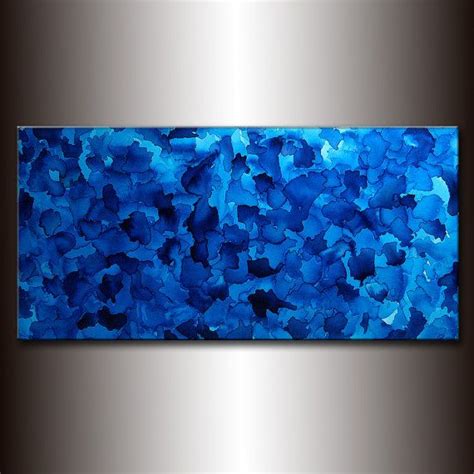 Original Pintura Abstracta Azul Grande Por Newwaveartgallery Texture