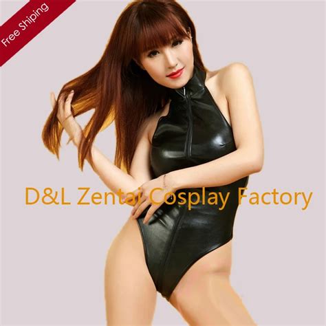 Free Shipping Dhl Sexy Fancy Dress Adult Black Shiny Metallic Unitard One Piece Zentai Catsuits