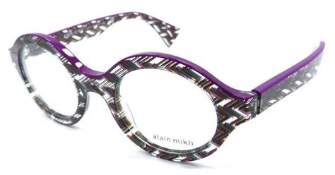 alain mikli rx eyeglasses frames a03020 4115 48x22 violet crystal yellow zigzag eyeglasses