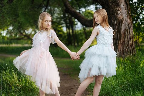 Charming Girls In Dresses In Woods By Pietro Karras