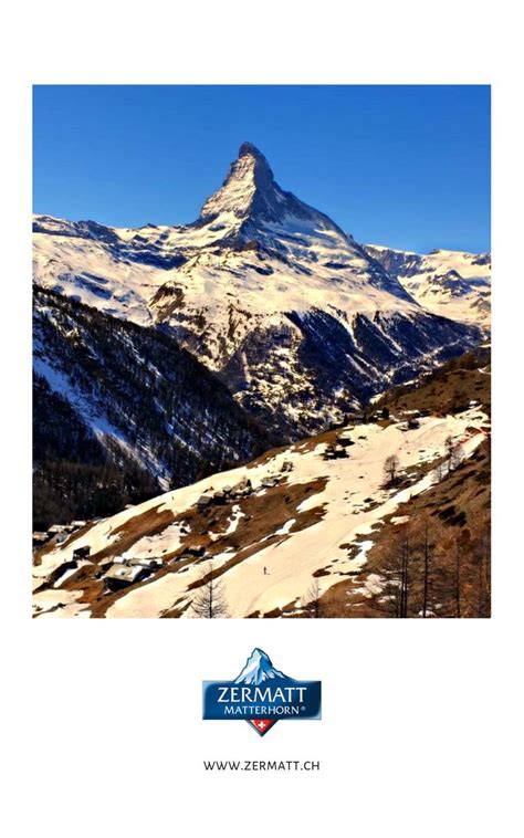 A Mountain Covered In Snow With The Words Zermatt On It