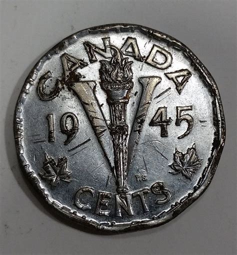 1945 Canada 5 Cents George Vi Victory Canadian Nickel Coin Rare Coins