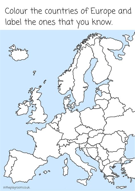 Colour Europe And Label The Countries European Map Colouring Page