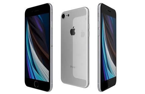 apple iphone se 2020 white 3d model by rever art