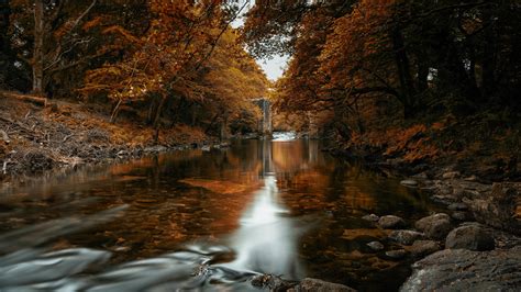 Fall In The River In Autumn Trees Forest K Hd Nature Wallpapers Hd
