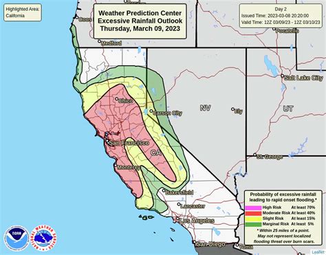 Map Where Flood Risk Will Be Highest During Calif Atmospheric River
