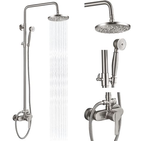 buy airuida brushed nickel shower fixture 8 inch rain shower head exposed pipe shower system