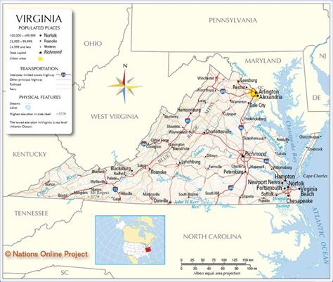 Reference Map Of Virginia Usa Nations Online Project Map State
