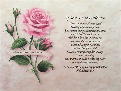 In Memory of Grandmother Sympathy Gift If Roses Grow In