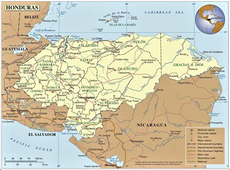 Mapa de Honduras Político Físico Grande Para Imprimir 2022