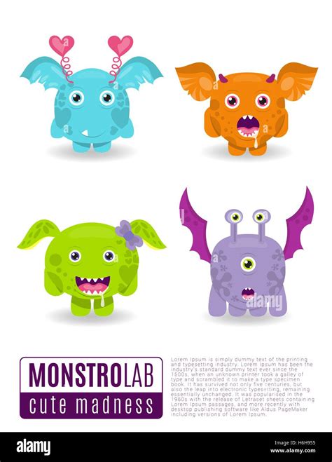 Monsters Vector Set Cute Cartoon Monsters Stock Vector Image And Art Alamy