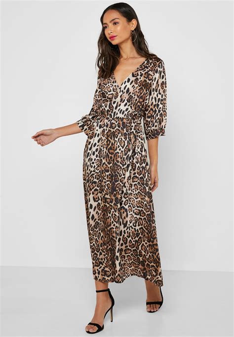 Buy Ginger Prints Leopard Print Wrap Front Maxi Dress For Women In Mena