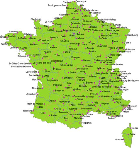 Carte frontières photo libre cartograf.fr : Carte de France départements villes et régions » Vacances ...