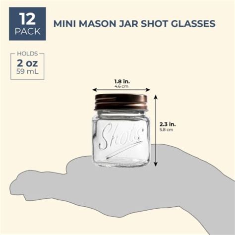 Mini Mason Jars Shot Glasses With Lids In Bulk Set 2 Ounce 12 Pack
