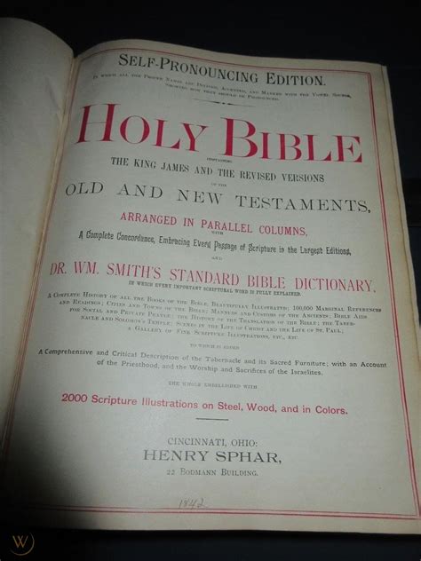 Vintage Holy Bible 1892 Self Pronouncing Parallel Illustrated 2000