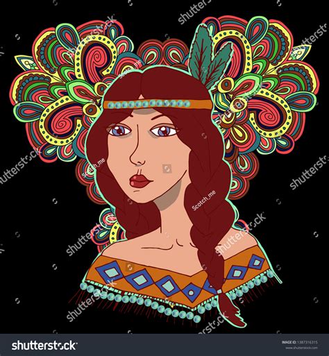 native american indian girl cartoon style stock vector royalty free 1387316315 shutterstock