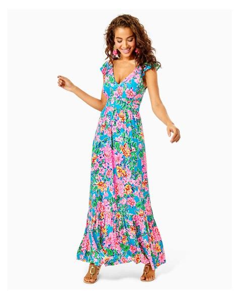 Lilly Pulitzer Synthetic Womens Vyra Maxi Dress Rose To The Occasion