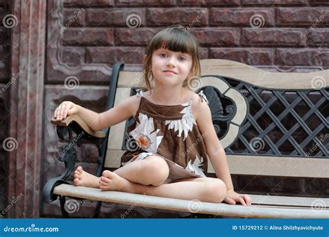 Nice Toddler Girl On Bench Stock Photo Image Of Field 15729212