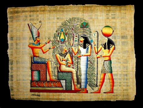 Rare Authentic Hand Painted Ancient Egyptian Papyrus Nefertari Journey To A Life For Sale