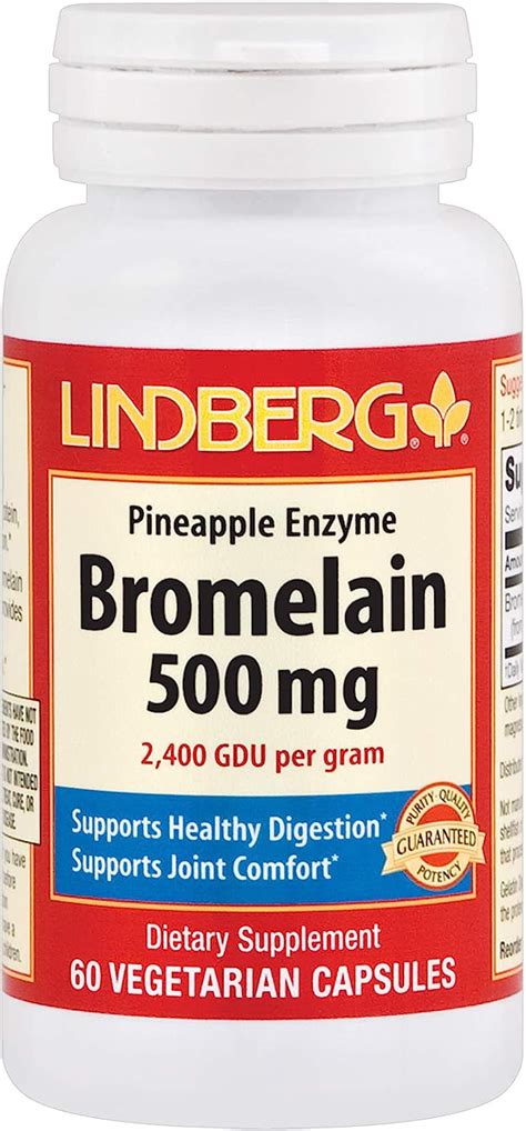 Lindberg Bromelain 500 Mg 2 400 Gdu Per Gram Vegetarian Pineapple Enzyme Formula