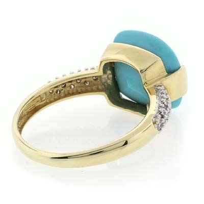 High Quality Turquoise Ctw Diamonds K Yellow Gold Ring