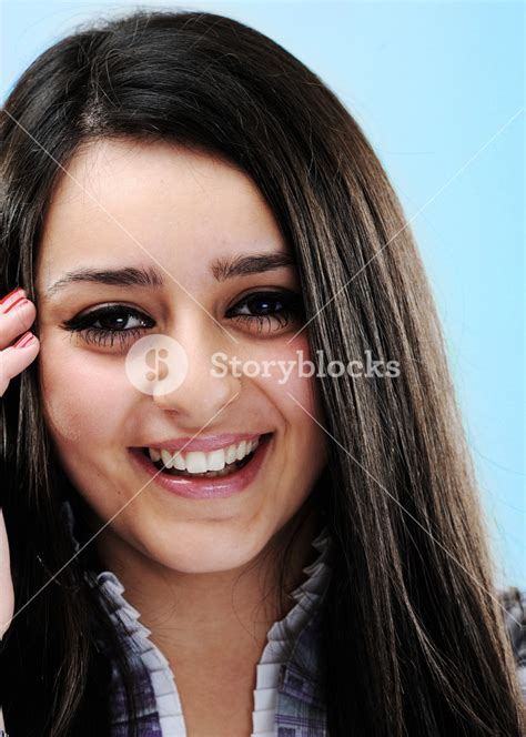Beautiful Brunette Girl Face Smiling Royalty Free Stock Image Storyblocks