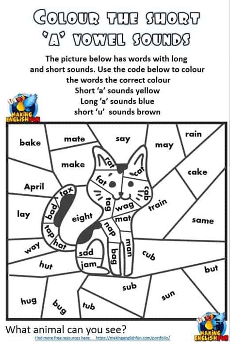 Short Vowel Colouring Worksheets Editable Templates Making English Fun
