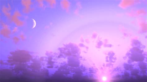 Sunset Sky Moon Cloudy Pink Purple Clouds Motion