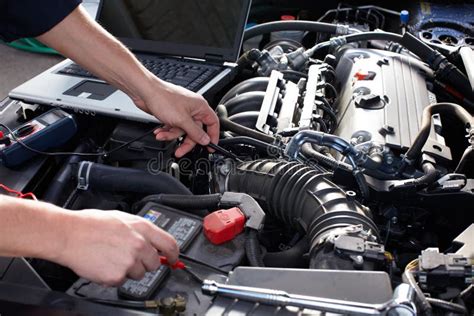 Car Mechanic Working In Auto Repair Service Stock Photo Image Of