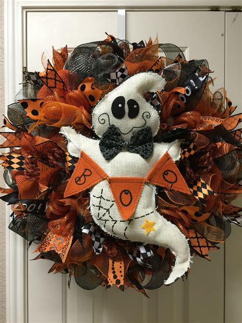 Halloween Ghost Deco Mesh Wreath By Twentycoats Wreath Creations 2015
