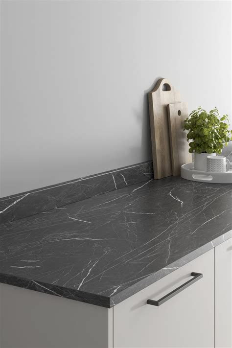 Howdens Midnight Marble Effect Laminate Worktop Black Marble
