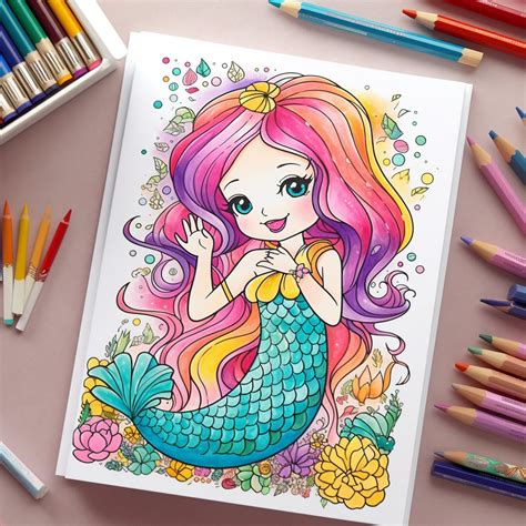 Chibi Mermaids Coloring Pages Instant Printable Download Etsy