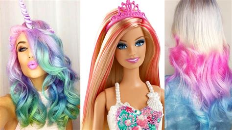 Hairstyle For Barbie Dolls Tutorial 💇 Barbie Hair 😱 Barbie Hair Color