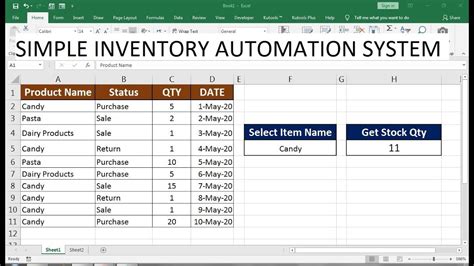 Simple Inventory Template Youtube
