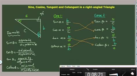 Sine Cosine Tangent And Cotangent In A Right Angled Triangle Youtube