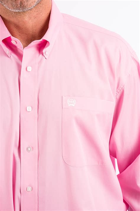 Cinch Jeans Mens Solid Pink Button Down Western Shirt