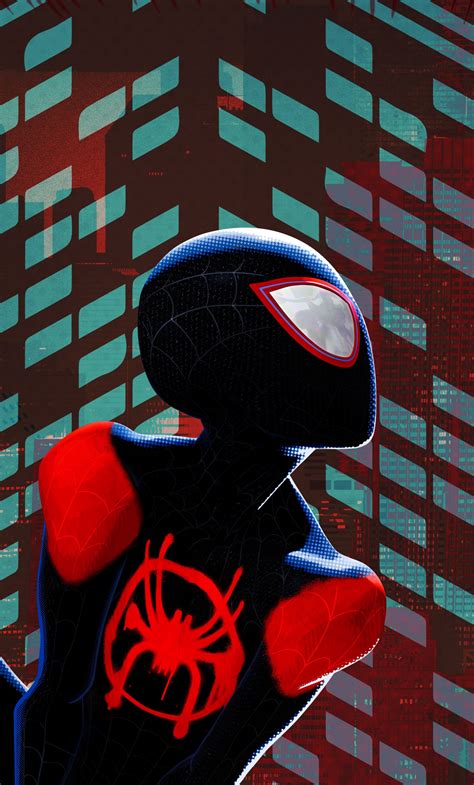 Download 1280x2120 Wallpaper Miles Morales Black Suit Spider Man