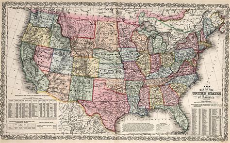 Vintage United States Map 1860 Drawing By Cartographyassociates Pixels