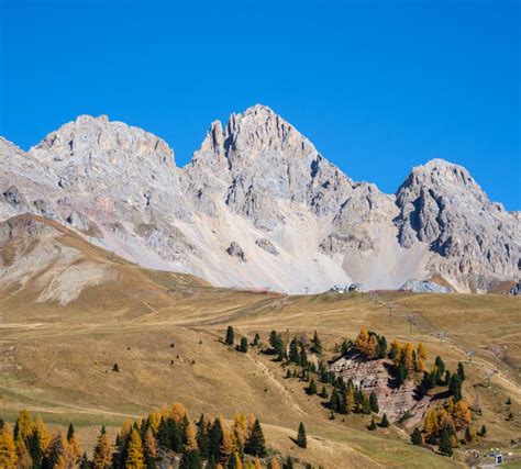 Autumn Alpine Mountain Lake Near San Pellegrino Pass Trentino
