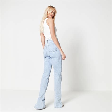 Missguided Tall Wrath Straight Leg Jeans Light Blue Missguided