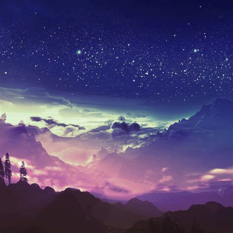 Mountain Night Scenery Stars Landscape Anime 4k 84 Wallpaper