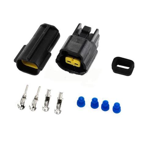 Dewtreetali Black 2 Set Kit Car Auto 2 Pin Way Waterproof Electrical