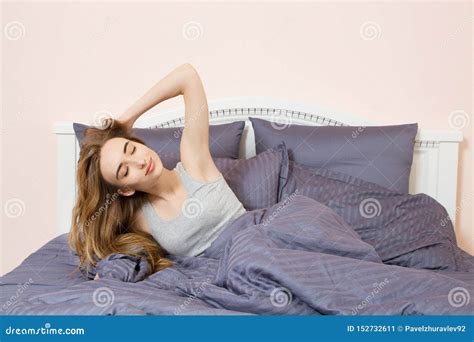 Beautiful Young Woman Stretching In Bed After Wake Up Stock Image Image Of Female Beauty
