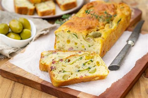 French Savoury Cake With Olives Zucchini Ham And Cheese Stock Photo Image Of Snack Bell