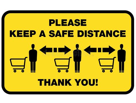 Please Keep A Safe Distance Sign For Shops And Supermarkets Stock